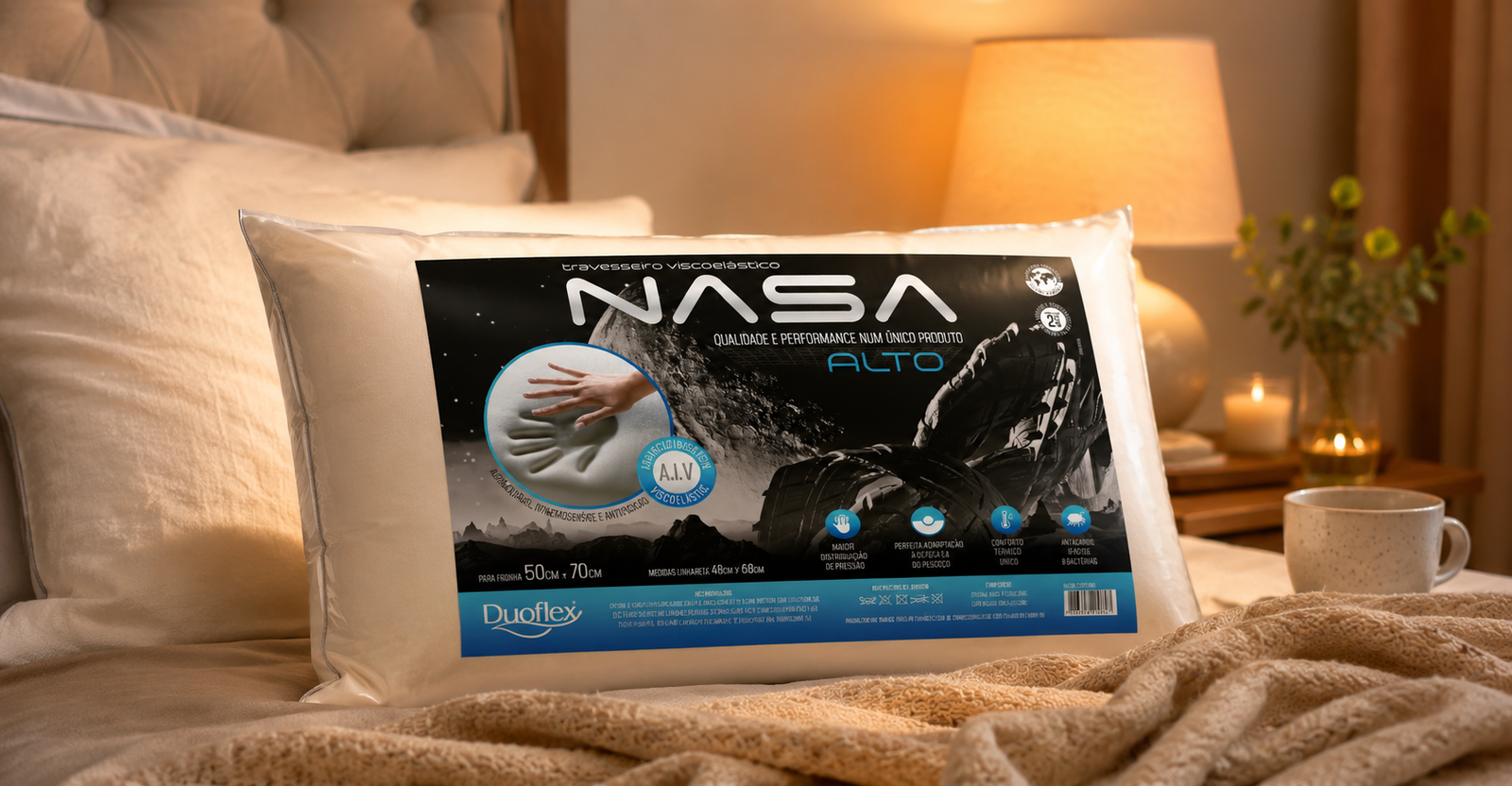 Duoflex NASA-X Alto travesseiro viscoelástico