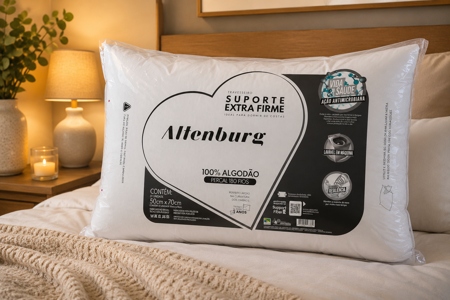 Travesseiro Suporte Extra Firme Altenburg Extra Branco